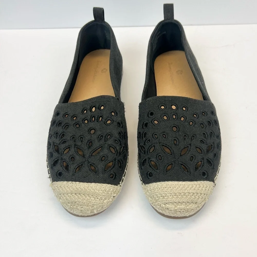 Tommy Bahama Selena Eyelet Espadrille Flats Women’s Size 8M Black and Tan